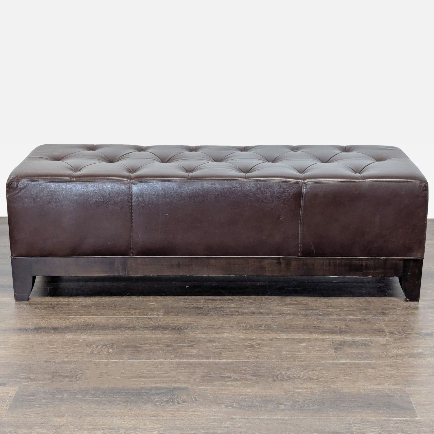 Leather Button Tufted Bench - image-4