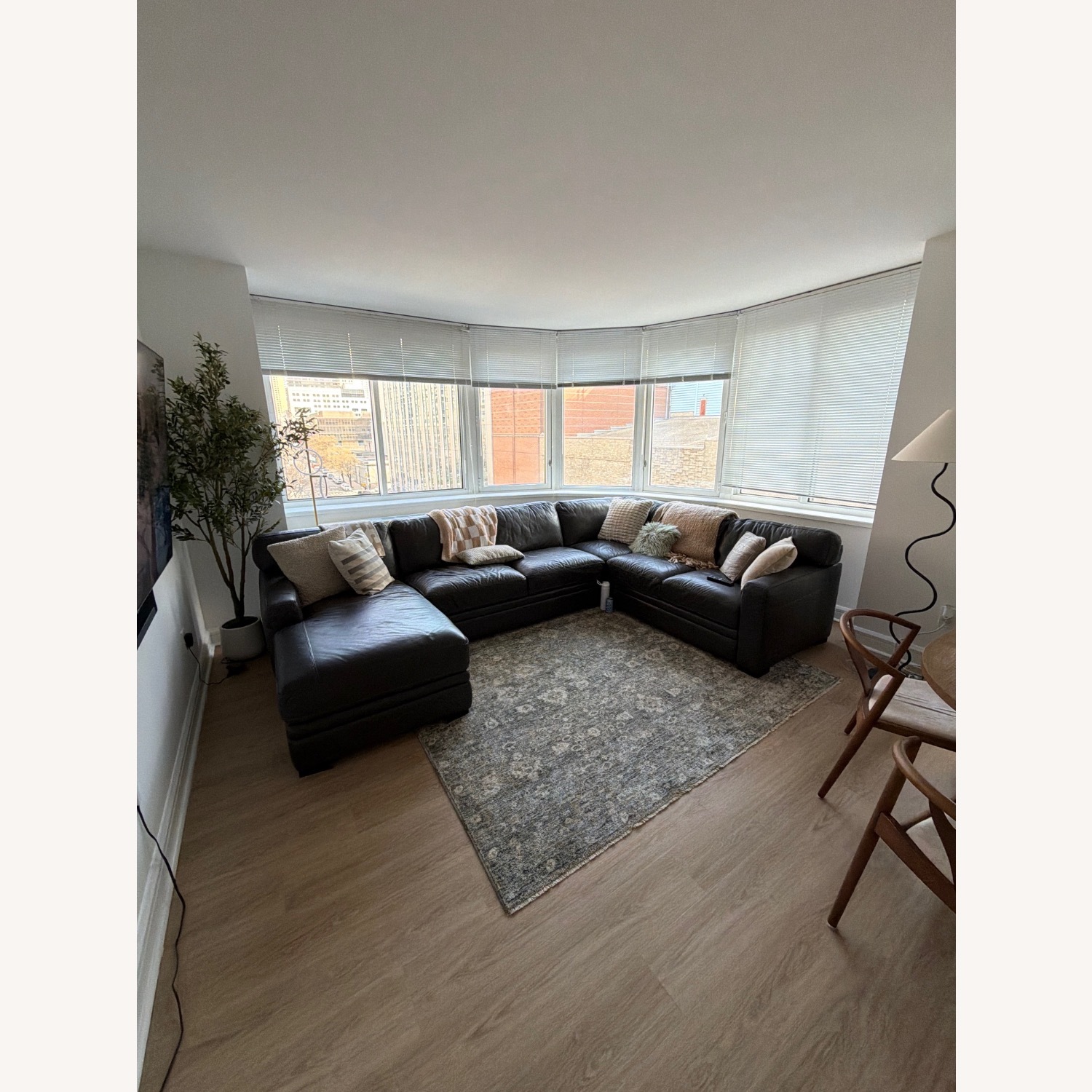 Macy's Dark Gray Leather 3+ Piece Sectional - image-1