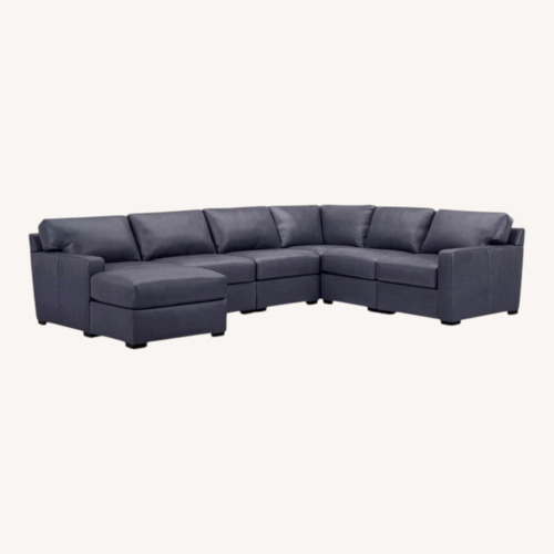 Used Macy's Dark Gray Leather 3+ Piece Sectional for sale on AptDeco