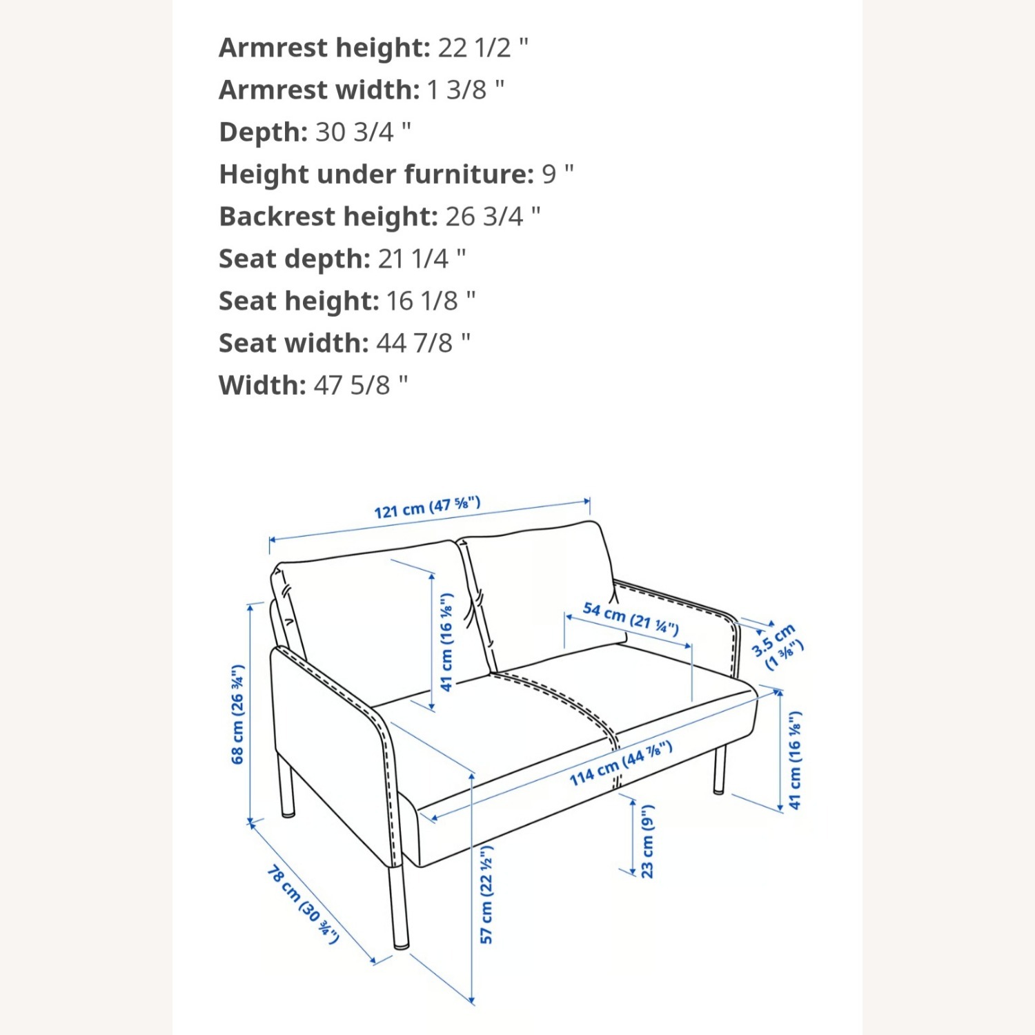 IKEA GLOSTAD Dark Gray Fabric 2 Seater Sofa - image-2