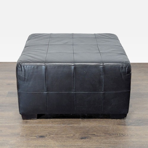 Used Patchwork Style Leather Ottoman for sale on AptDeco