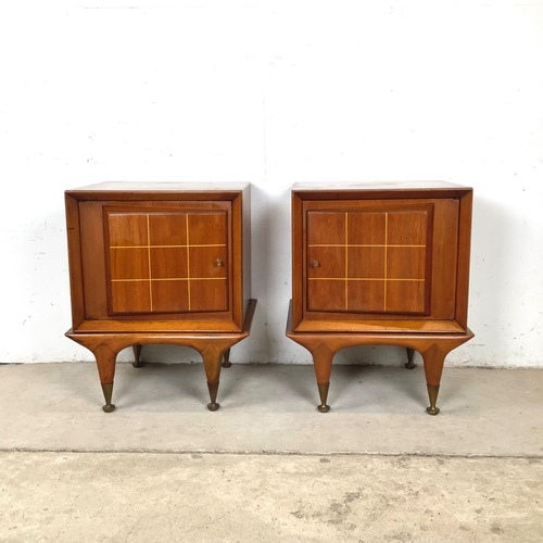 Used Pair of Vintage Walnut Nightstands | 1960s MCM for sale on AptDeco