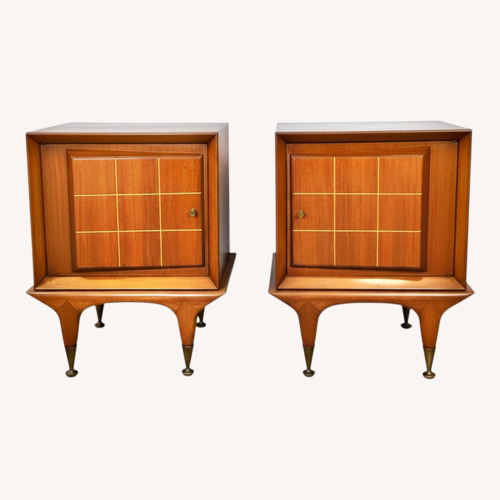 Used Pair of Vintage Walnut Nightstands | 1960s MCM for sale on AptDeco