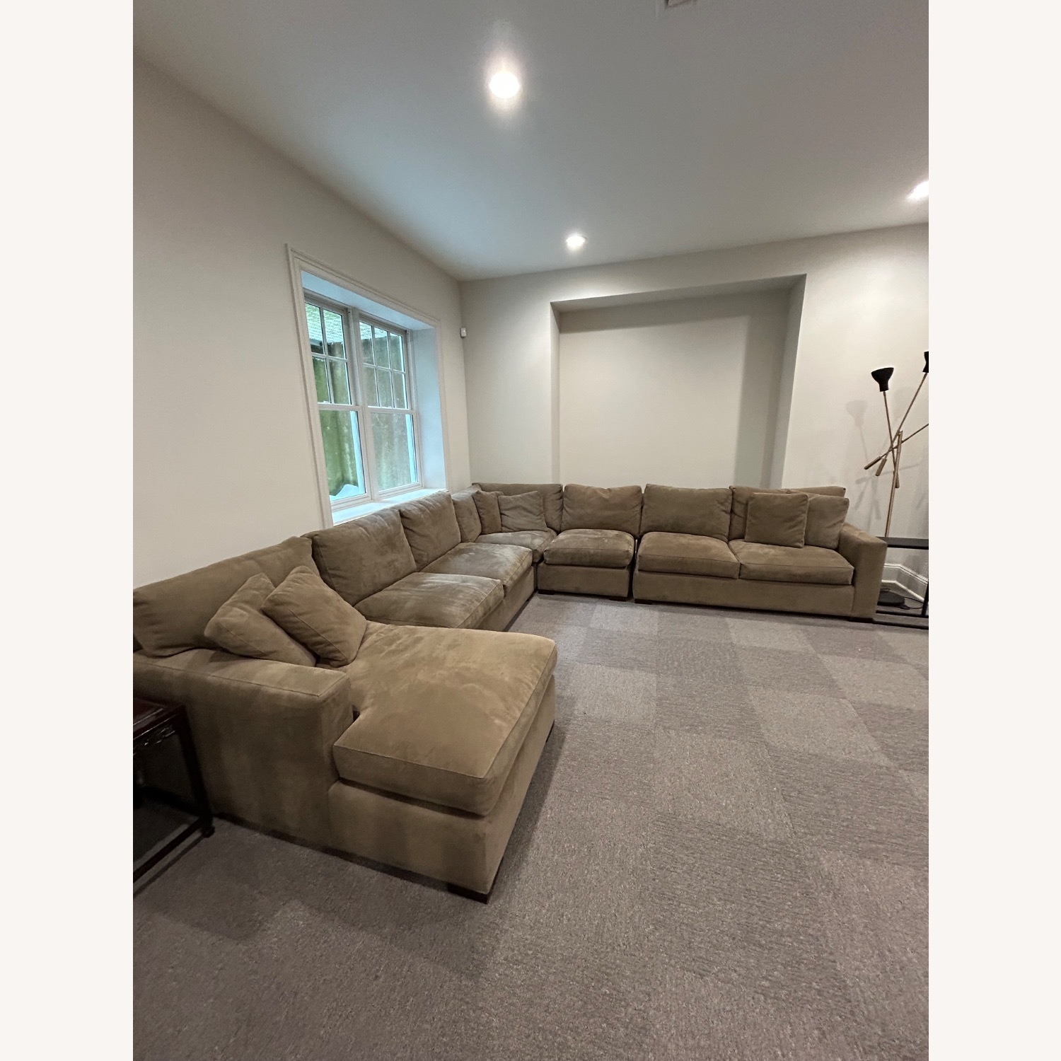 Crate & Barrel Axis Sectional - Coffee Microfiber - image-2
