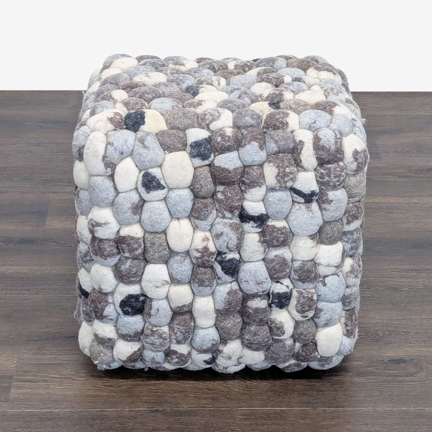 Textured Wool Pouf - image-2