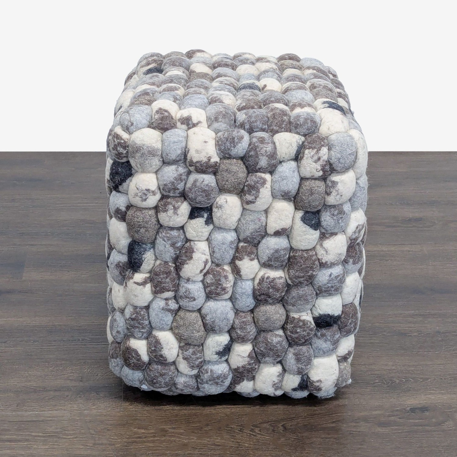 Textured Wool Pouf - image-4