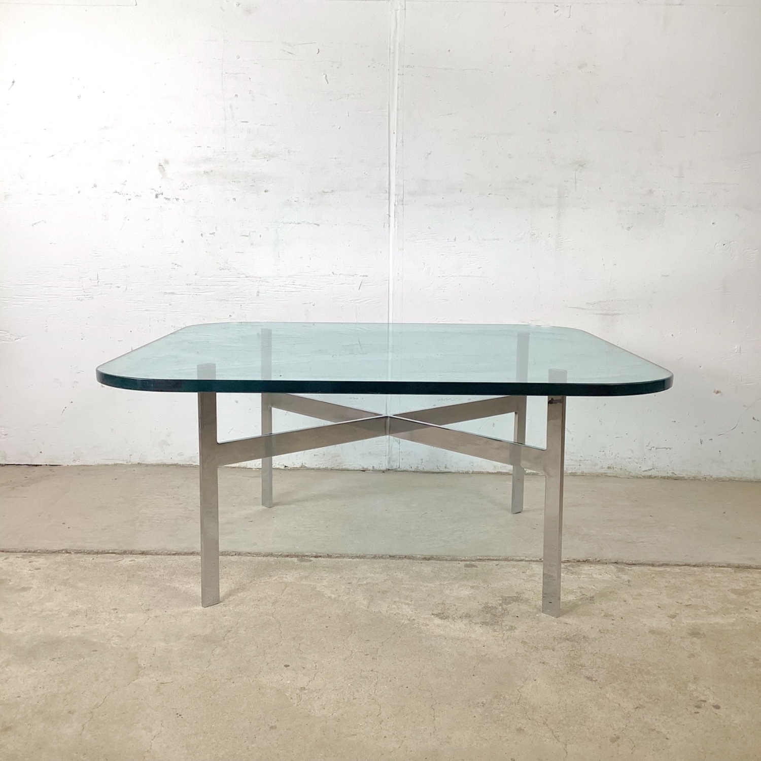 Vintage Barcelona-Style Coffee Table, X-Base - image-2