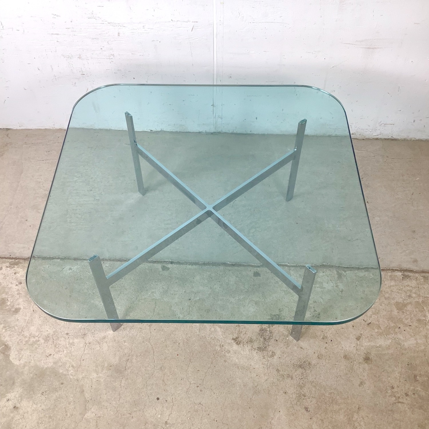 Vintage Barcelona-Style Coffee Table, X-Base - image-3