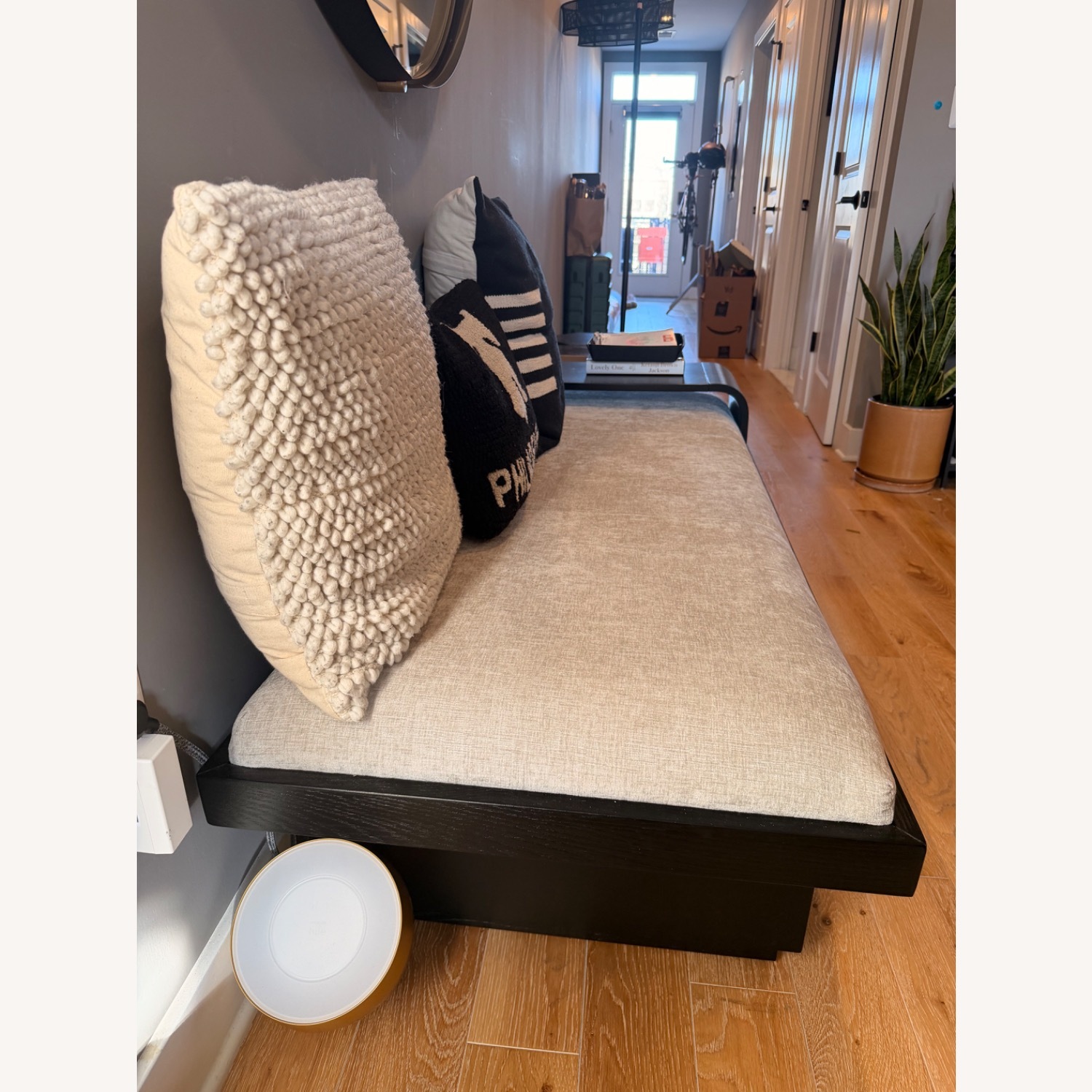 Wayfair Chenille Fabric Upholstered Wood Bench - image-2