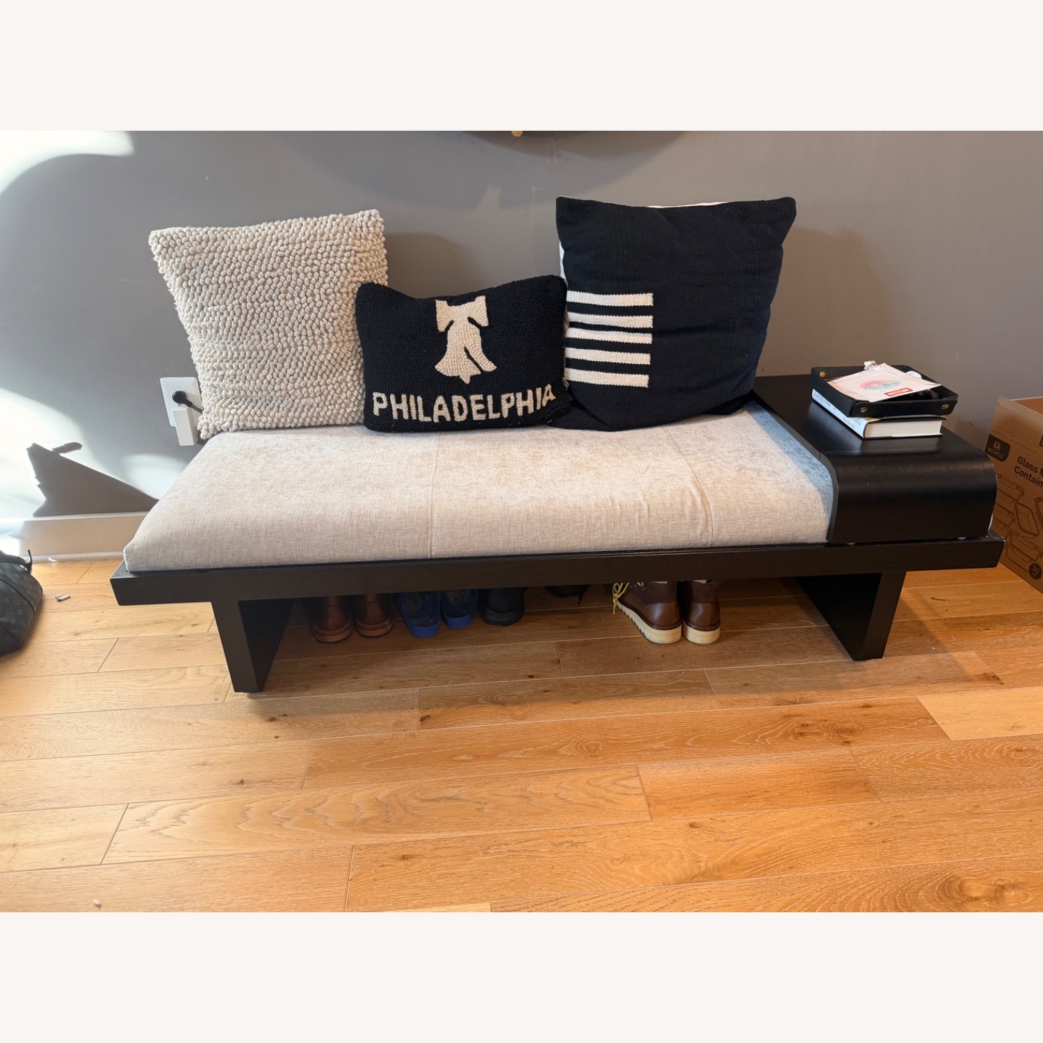 Wayfair Chenille Fabric Upholstered Wood Bench - image-1