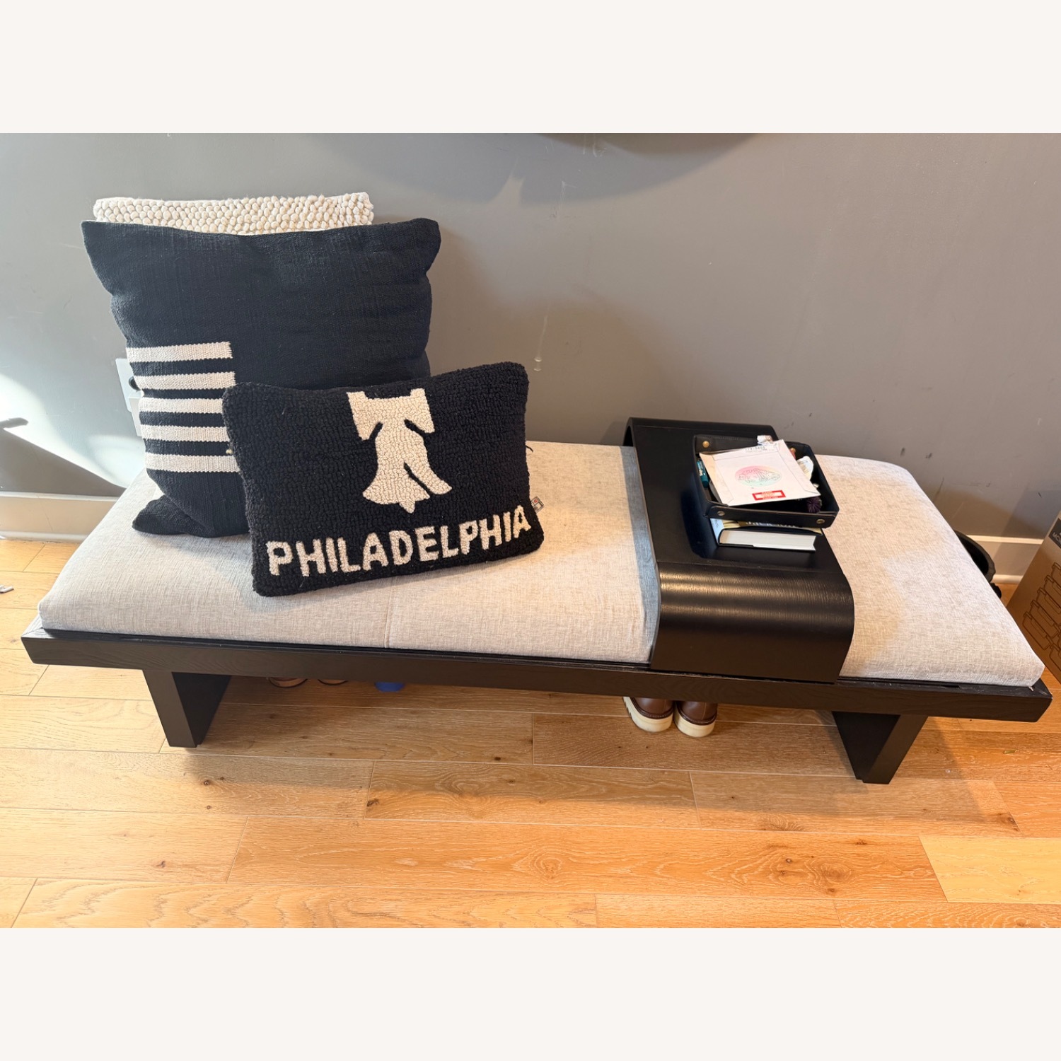 Wayfair Chenille Fabric Upholstered Wood Bench - image-3