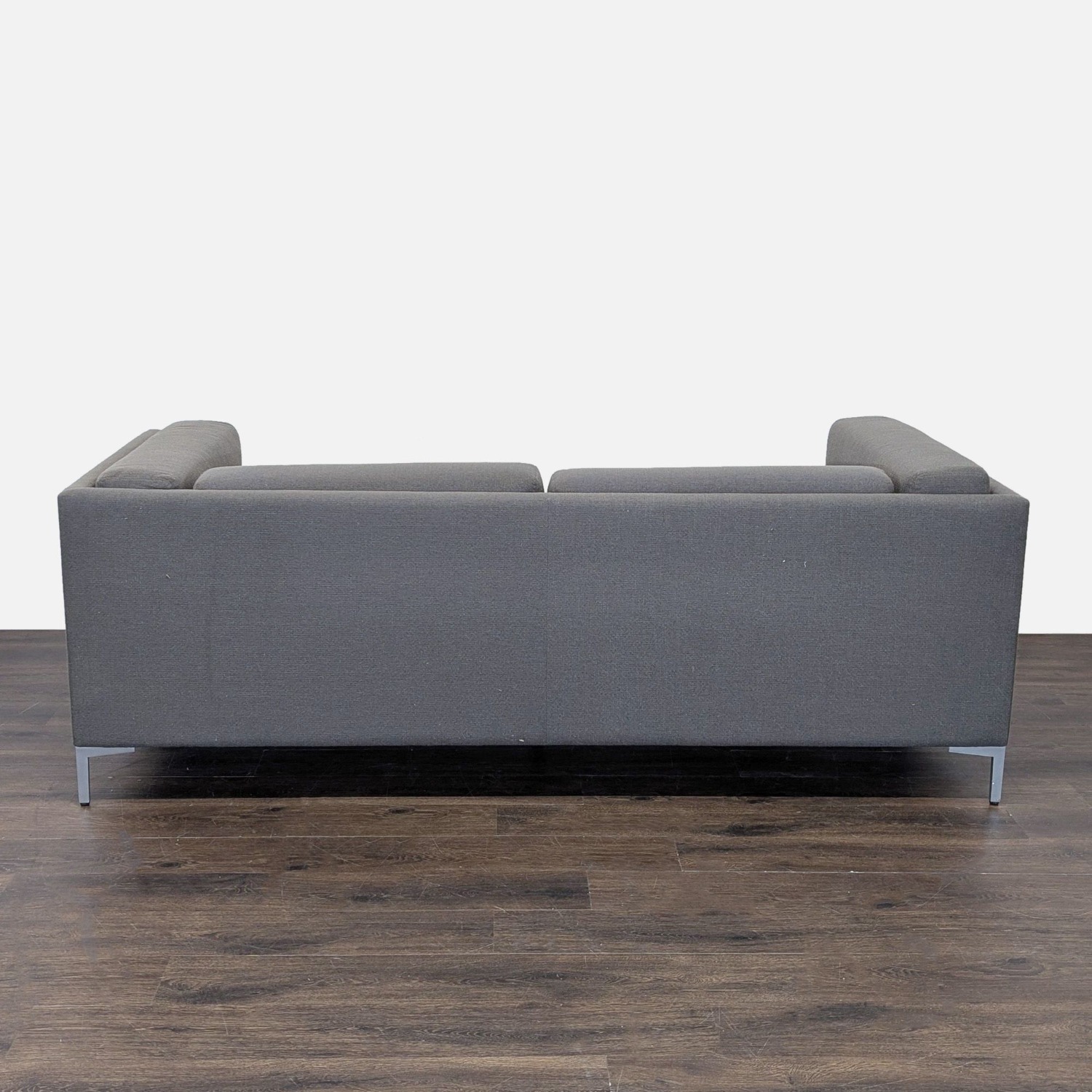 CB2 Ciudad Modern Dark Gray Loveseat with Metal  - image-4