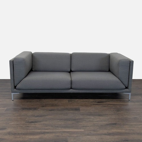 Used CB2 Ciudad Modern Dark Gray Loveseat with Metal for sale on AptDeco