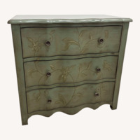Green Wood Dresser with Floral Detailing