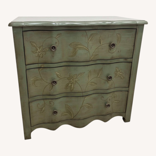 Used Green Wood Dresser with Floral Detailing for sale on AptDeco