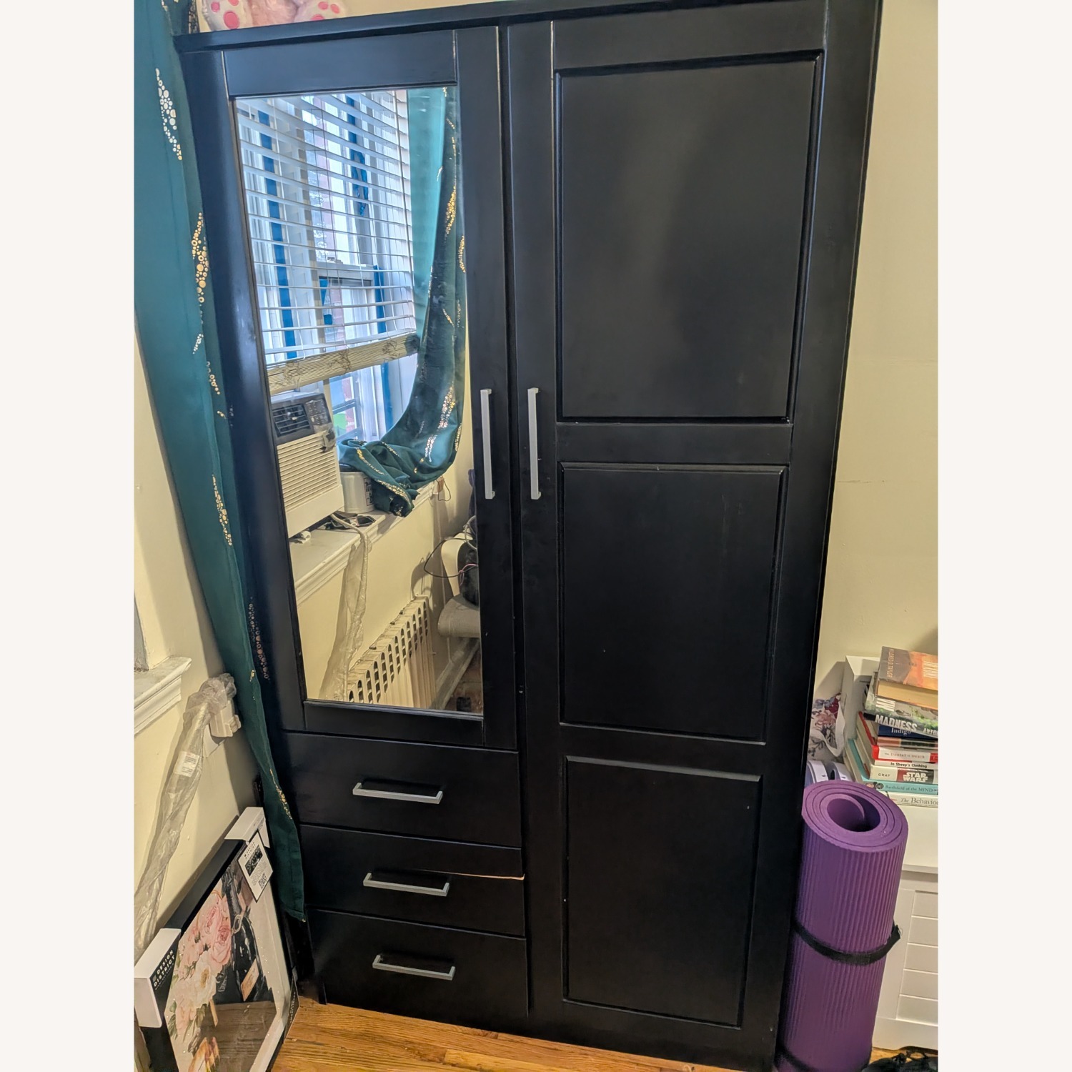 Black Armoire with Mirror - image-1