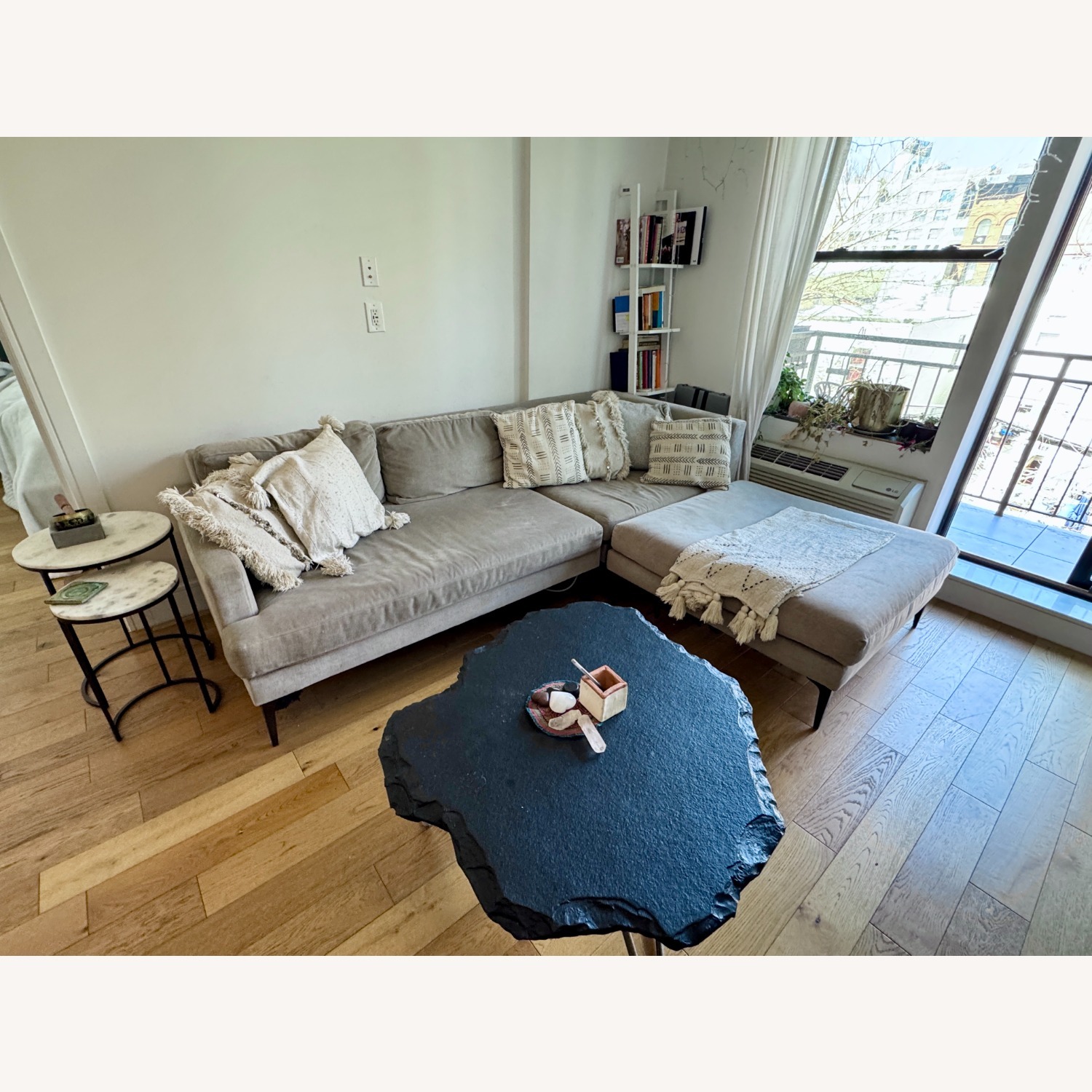 West Elm Andes Light Gray Fabric 3+ Piece Sectional - image-3