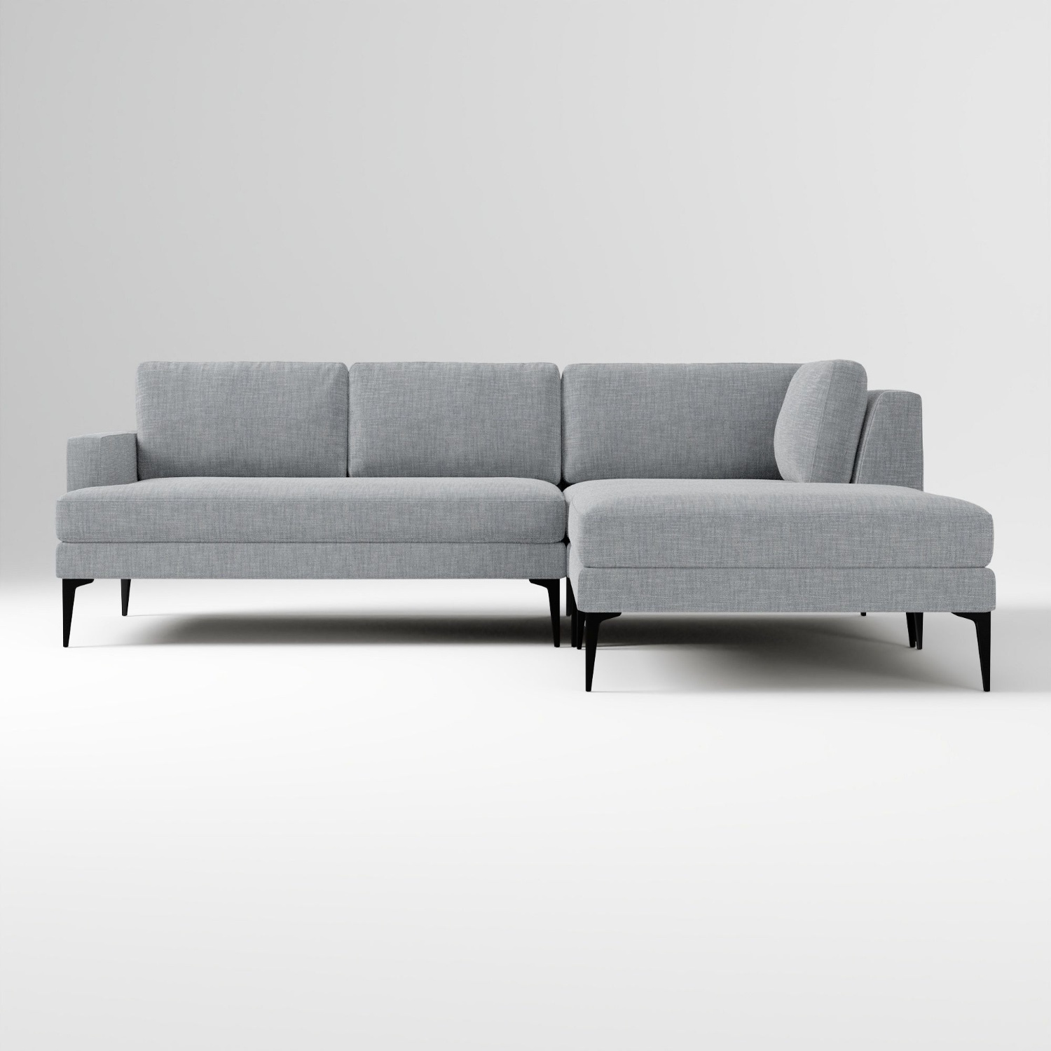 West Elm Andes Light Gray Fabric 3+ Piece Sectional - image-6