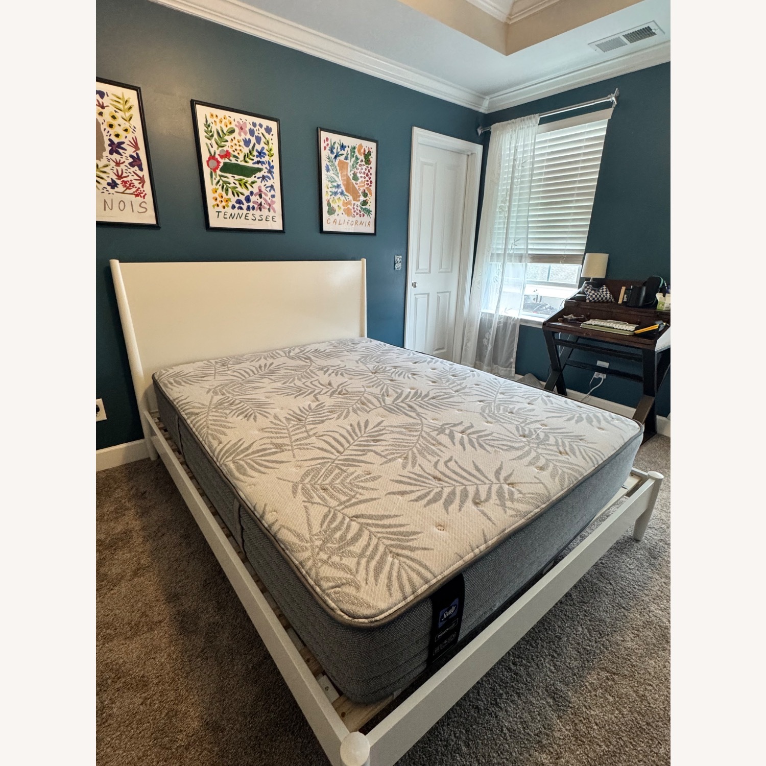 West Elm White Mid-Century Bed - image-2