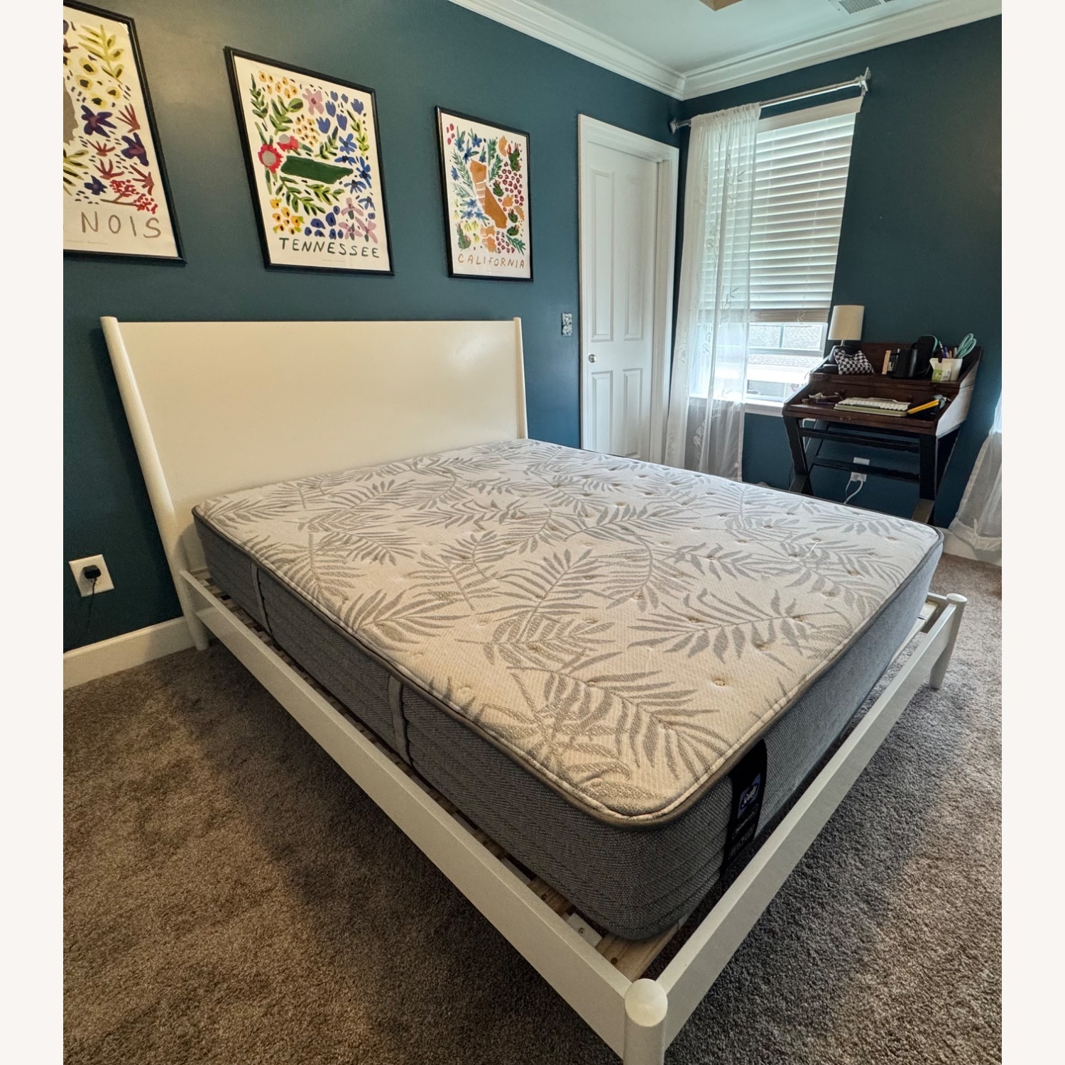 West Elm White Mid-Century Bed - image-1