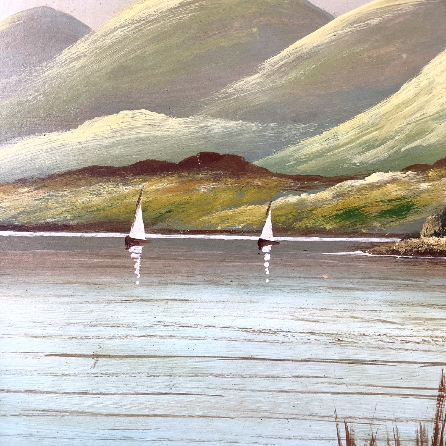 Antique Oil Painting Scottish Loch Landscape - image-12