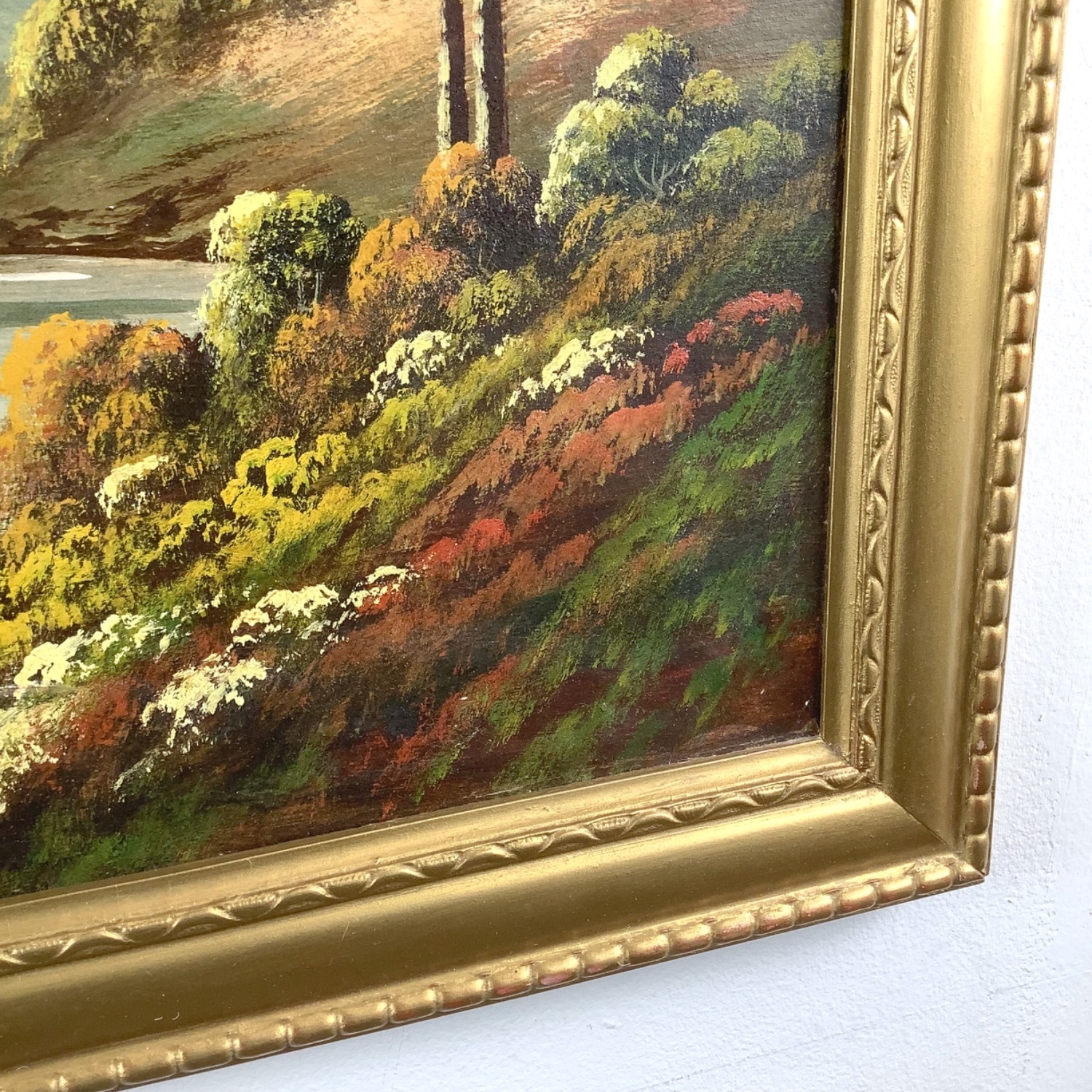 Antique Oil Painting Scottish Loch Landscape - image-9