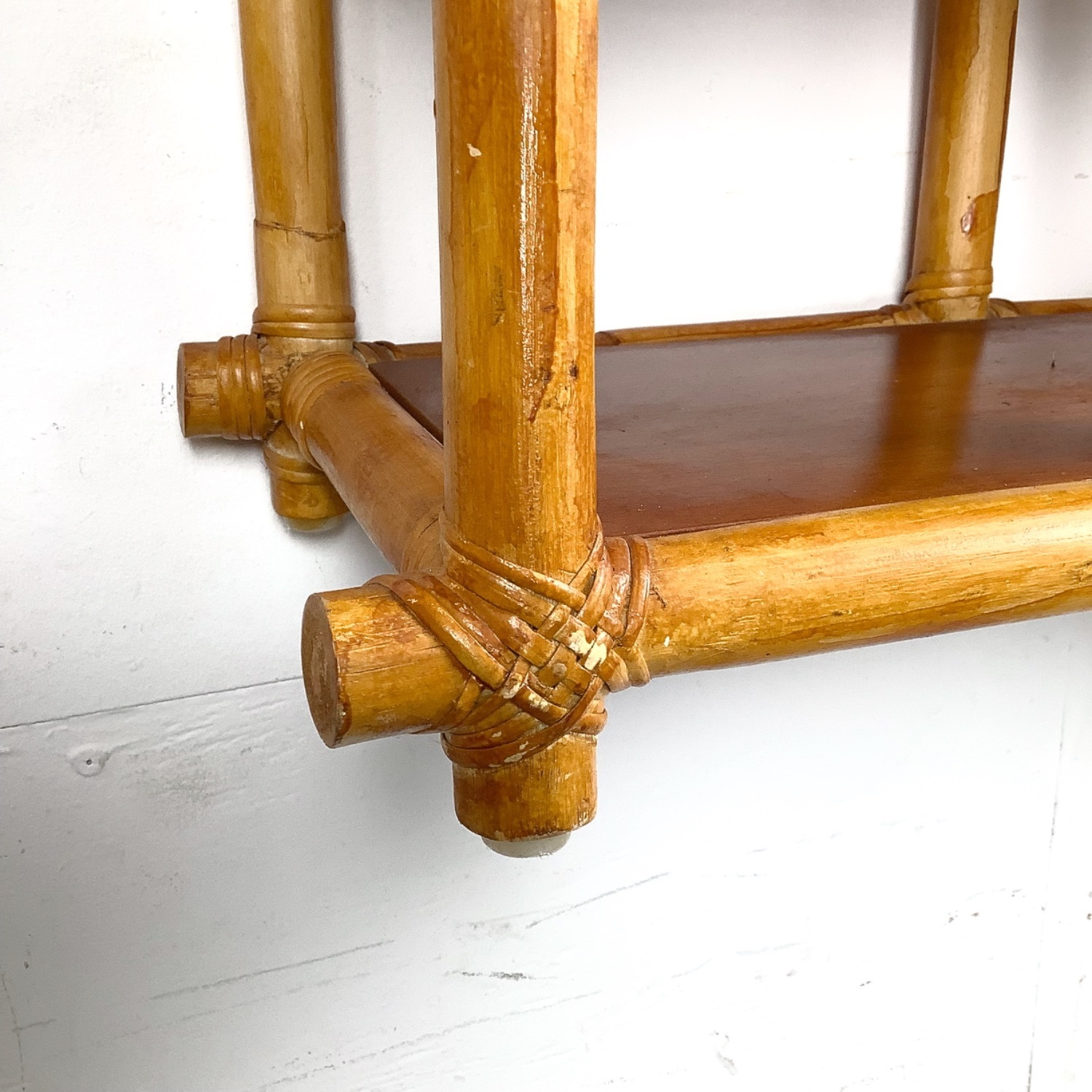Vintage Bamboo & Rattan Hanging Wall Shelf - image-14