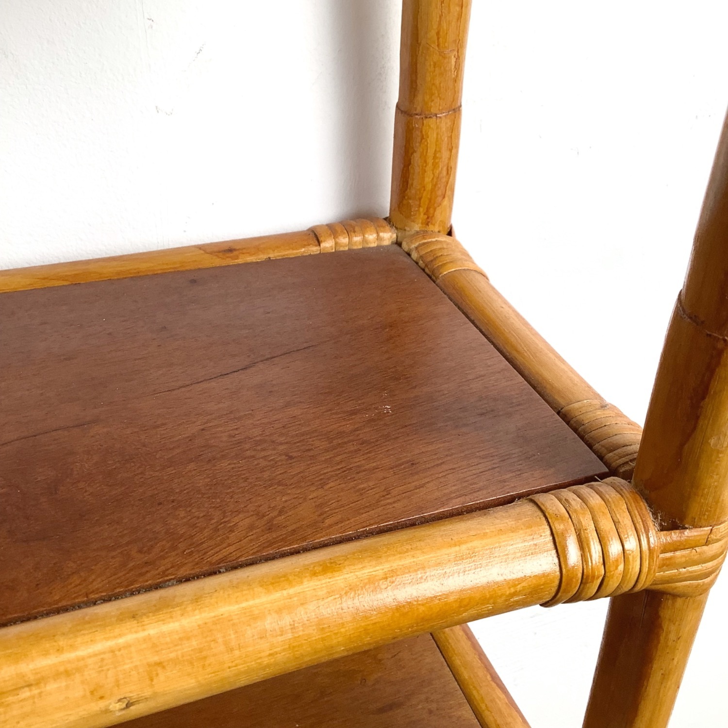 Vintage Bamboo & Rattan Hanging Wall Shelf - image-12