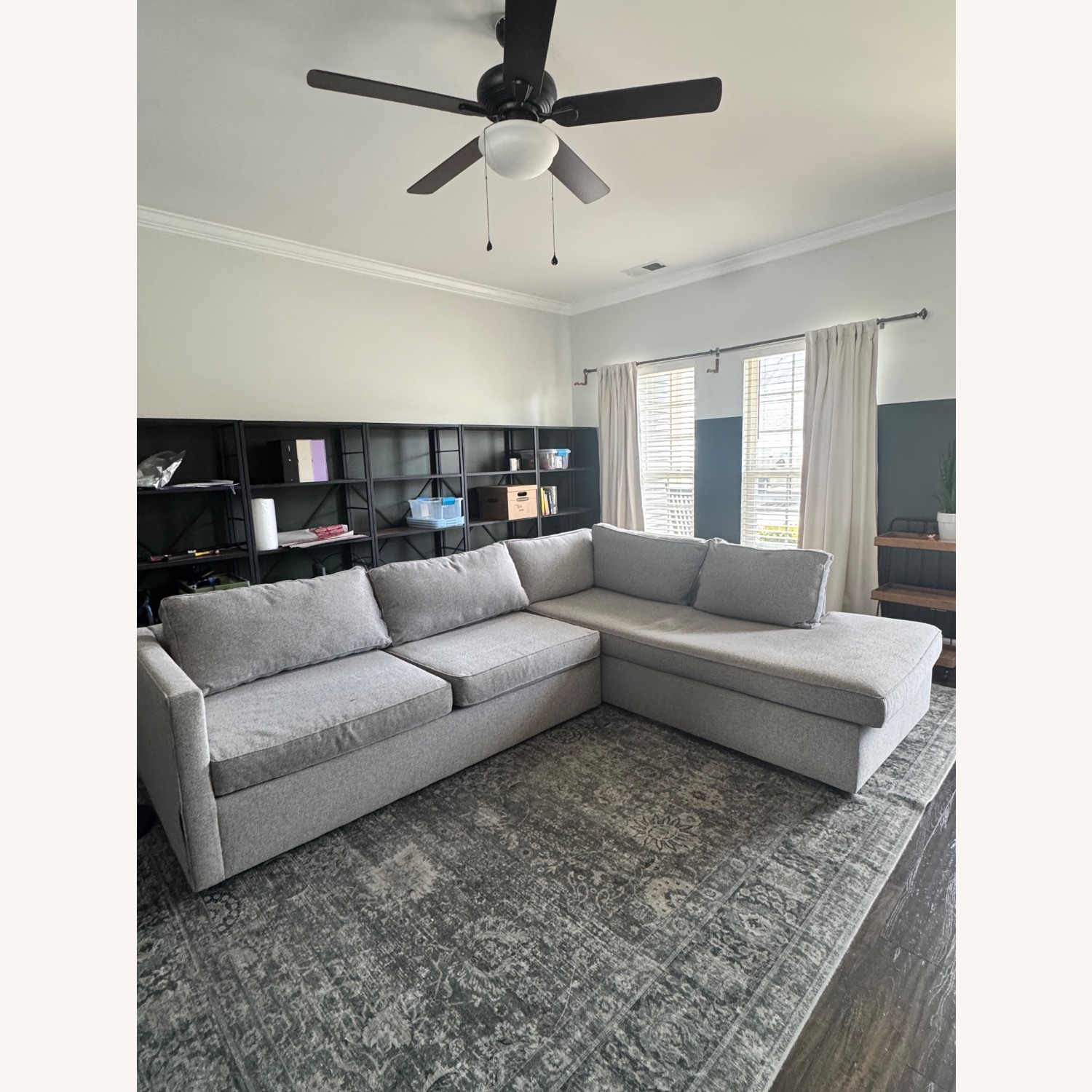 West Elm Harris Light Gray 2 Piece Sectional - image-1