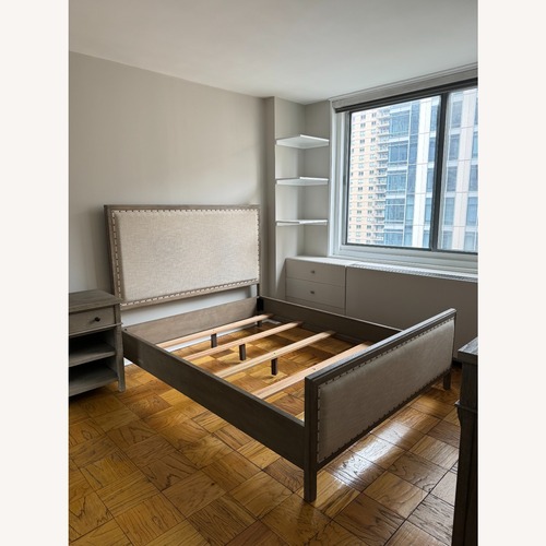 Used Pottery Barn Toulouse Light Gray Wood Full Bed for sale on AptDeco