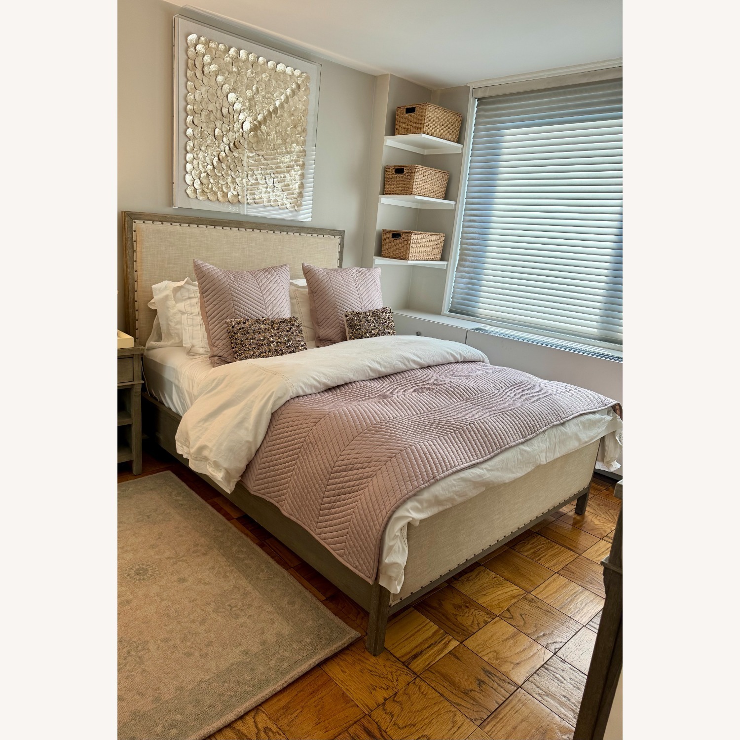 Pottery Barn Toulouse Light Gray Wood Full Bed - image-11