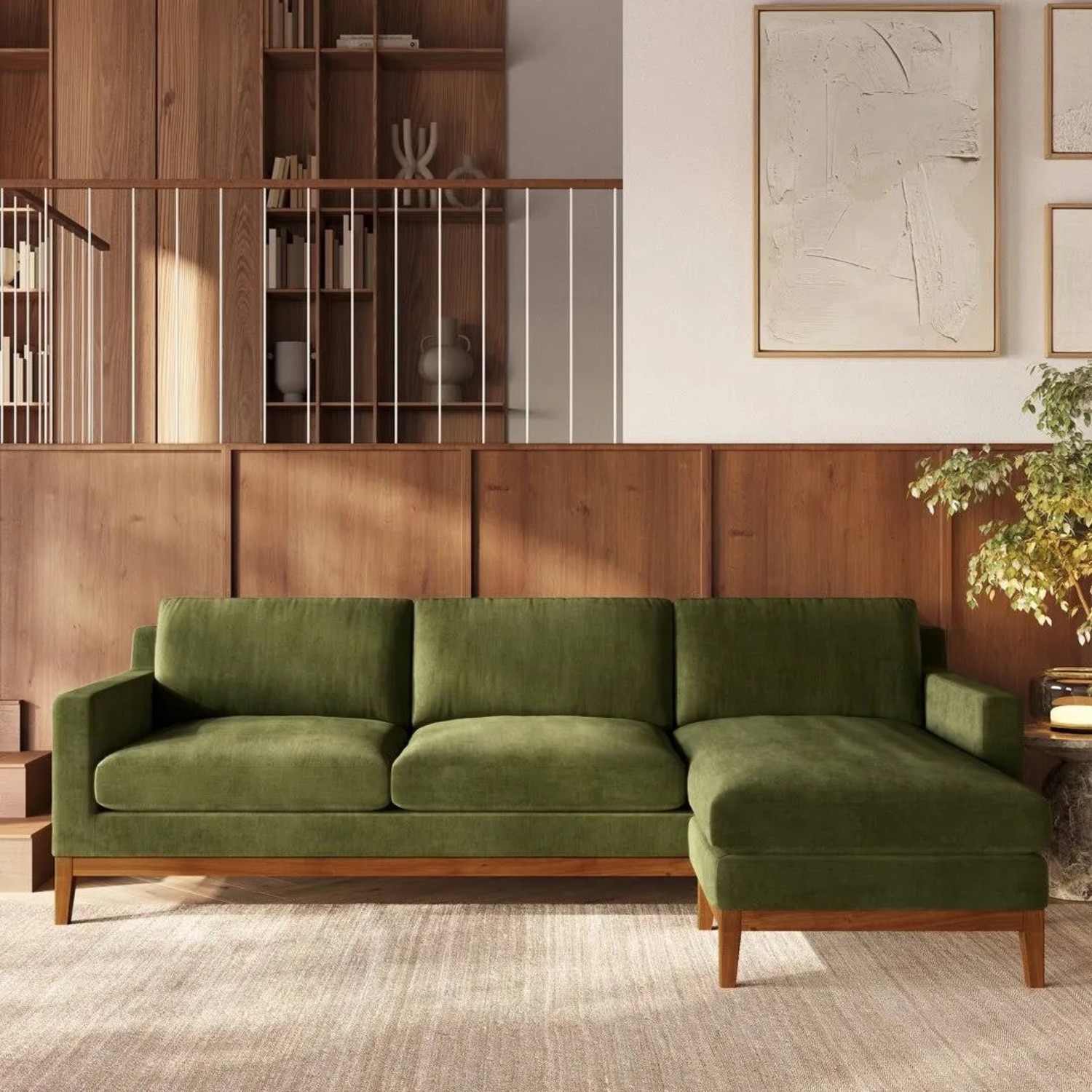 Poly and Bark Zyon Green Velvet 2 Piece Sectional - image-1