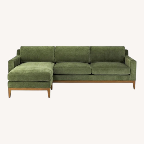 Used Poly and Bark Zyon Green Velvet 2 Piece Sectional for sale on AptDeco
