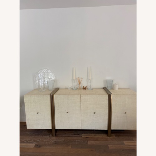 Used CB2 Dorset 81" White Lacquered Linen Credenza for sale on AptDeco