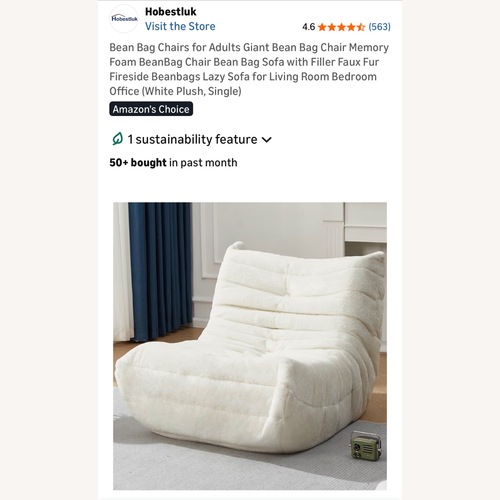 Used Amazon White Bean Bag Chair for sale on AptDeco