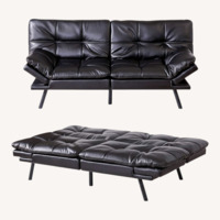 Amazon Opoiar Black Faux Leather Futon