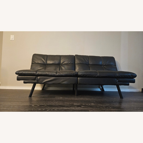 Used Amazon Opoiar Black Faux Leather Futon for sale on AptDeco