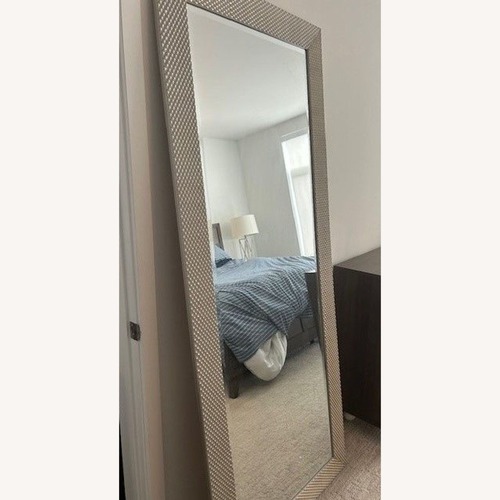 Used Wood Textured Frame Floor Mirror	 for sale on AptDeco