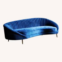 Curved Modern Sofa Dark Blue Velvet 
