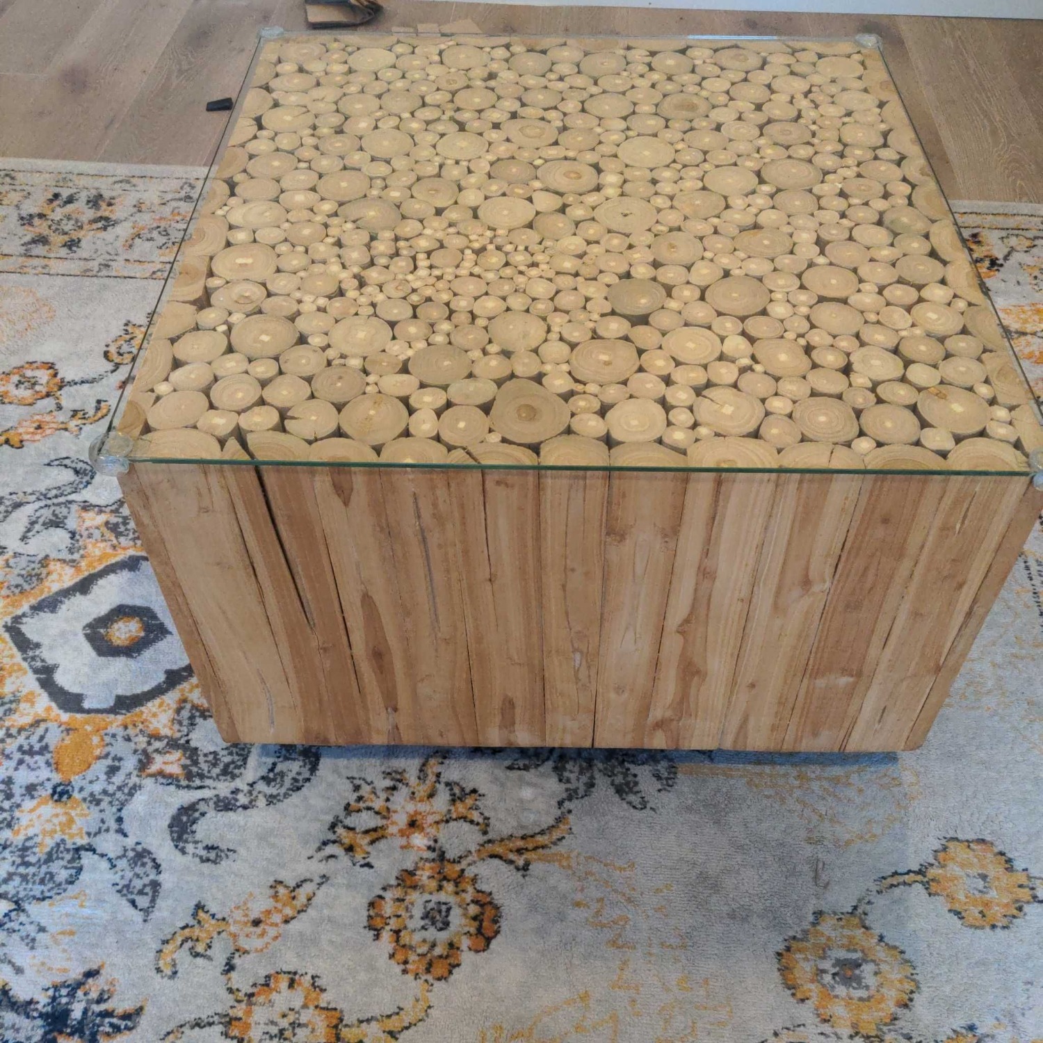 Wood Coffee Table with Glass Top	 - image-7