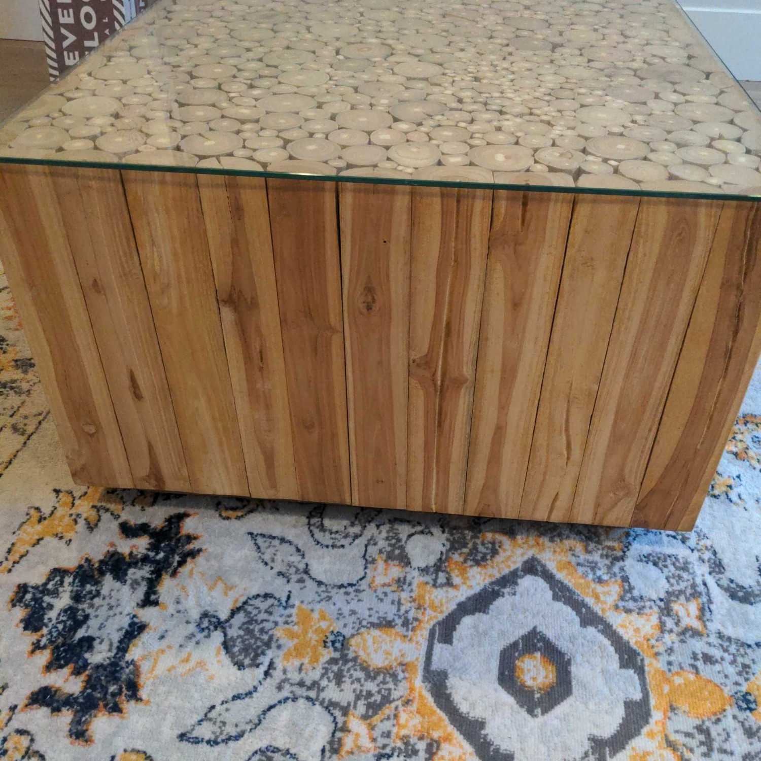 Wood Coffee Table with Glass Top	 - image-6