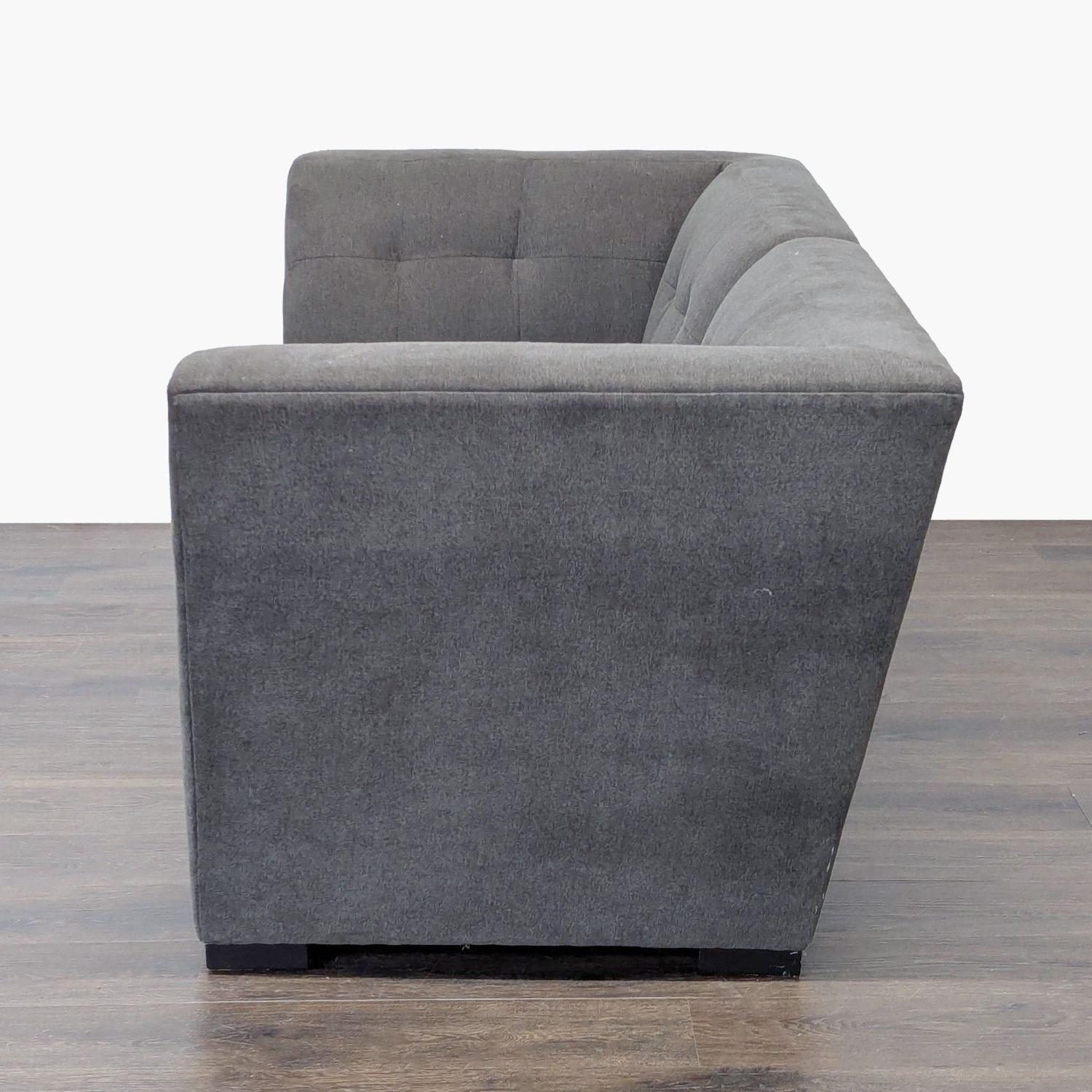 Modern Gray Fabric Loveseat with Tufted Cushions	 - image-8