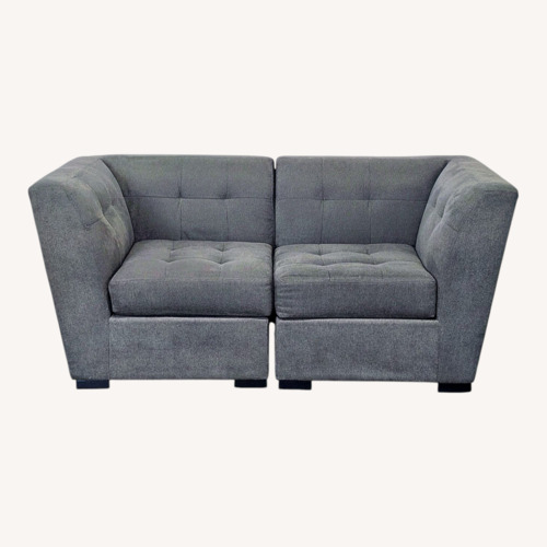 Used Modern Gray Fabric Loveseat with Tufted Cushions	 for sale on AptDeco