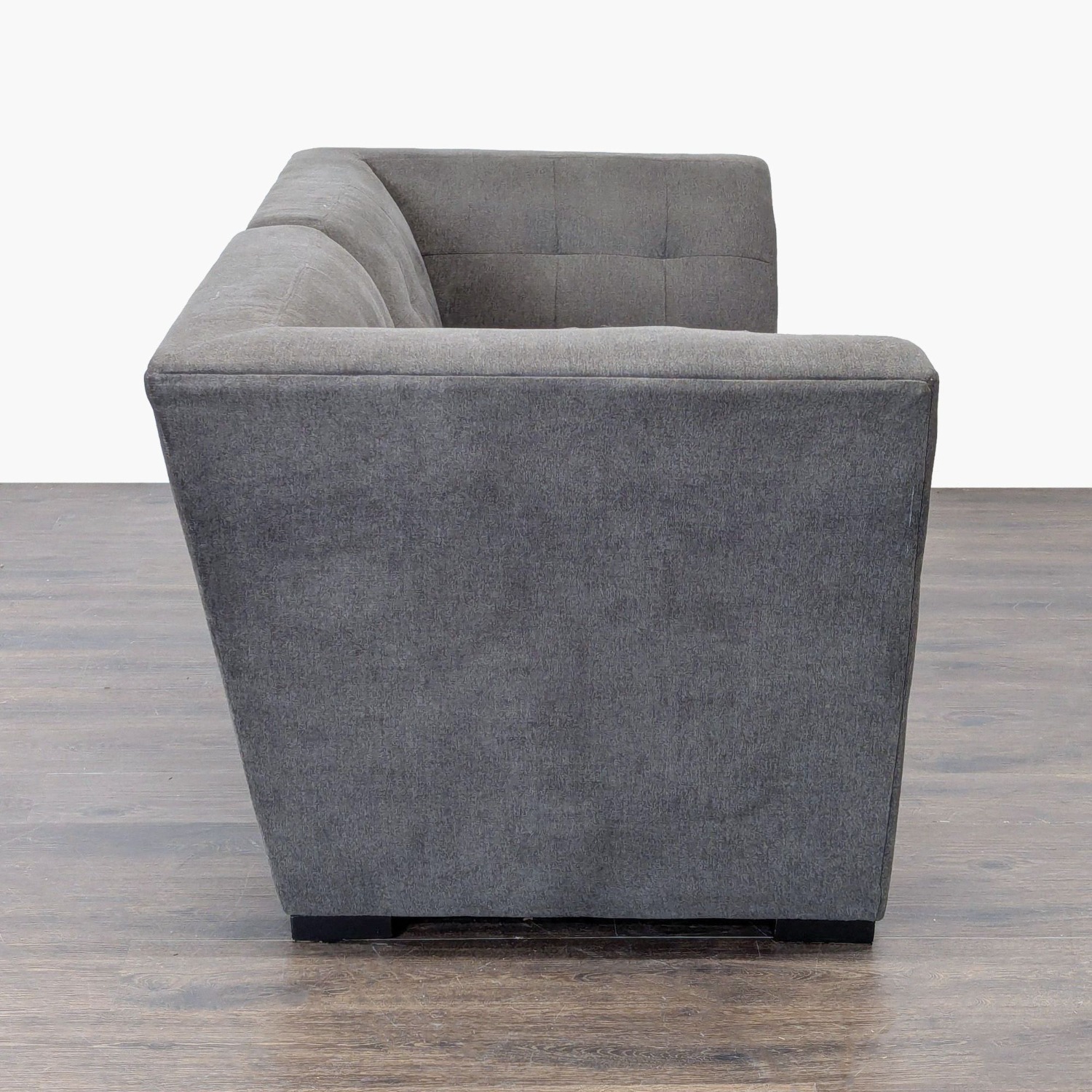 Modern Gray Fabric Loveseat with Tufted Cushions	 - image-3