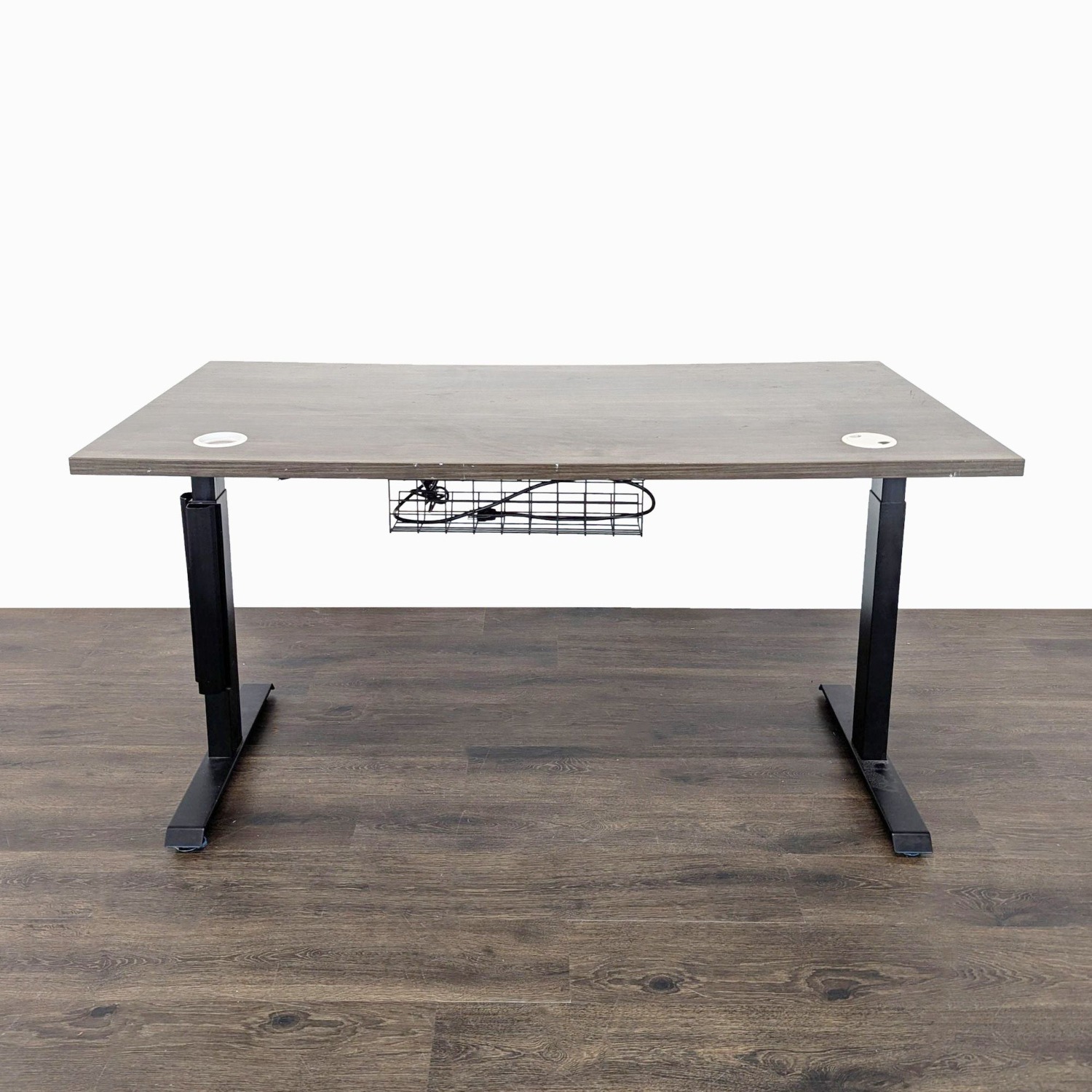 Electric Adjustable Standing Desk with Modern Wood - image-8