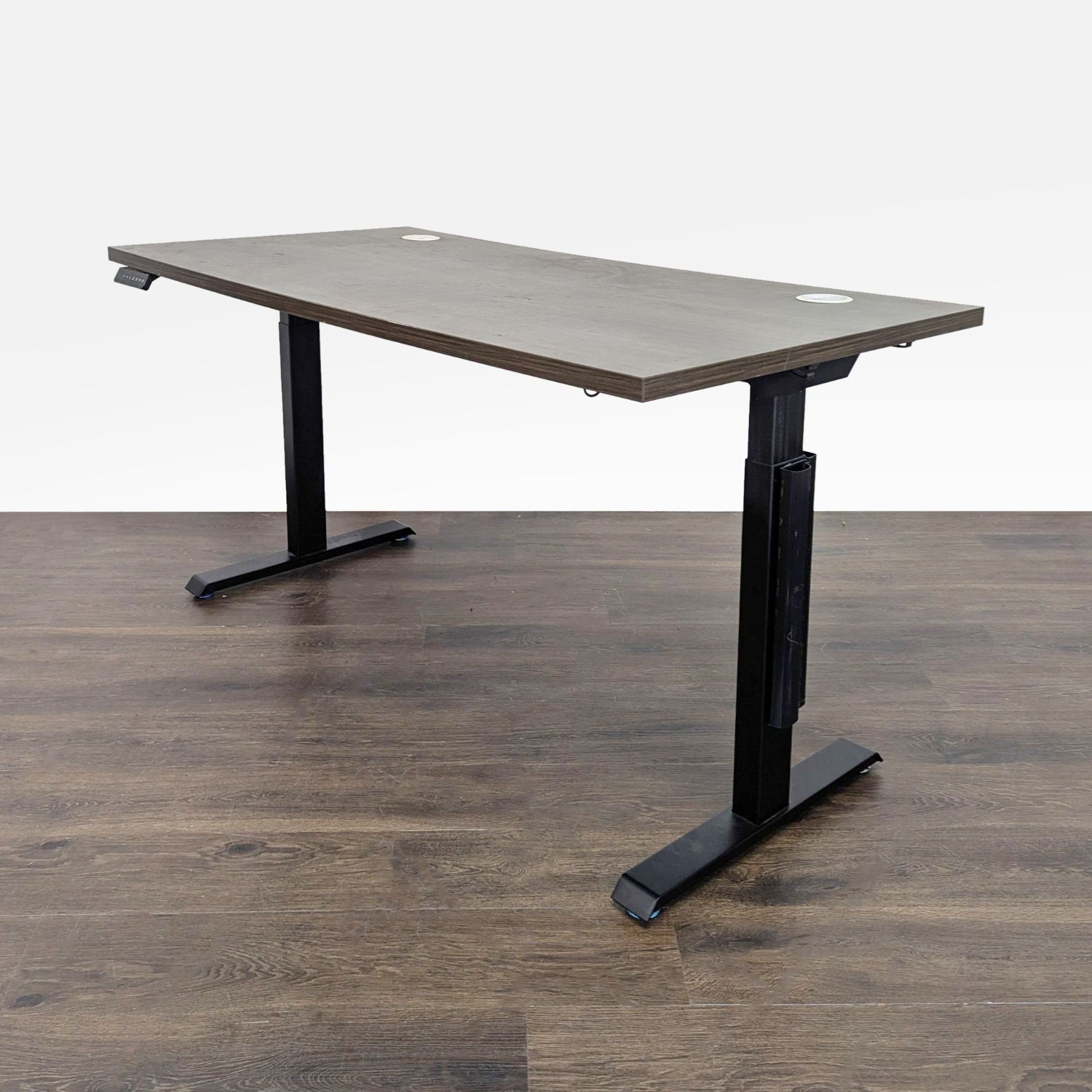 Electric Adjustable Standing Desk with Modern Wood - image-3