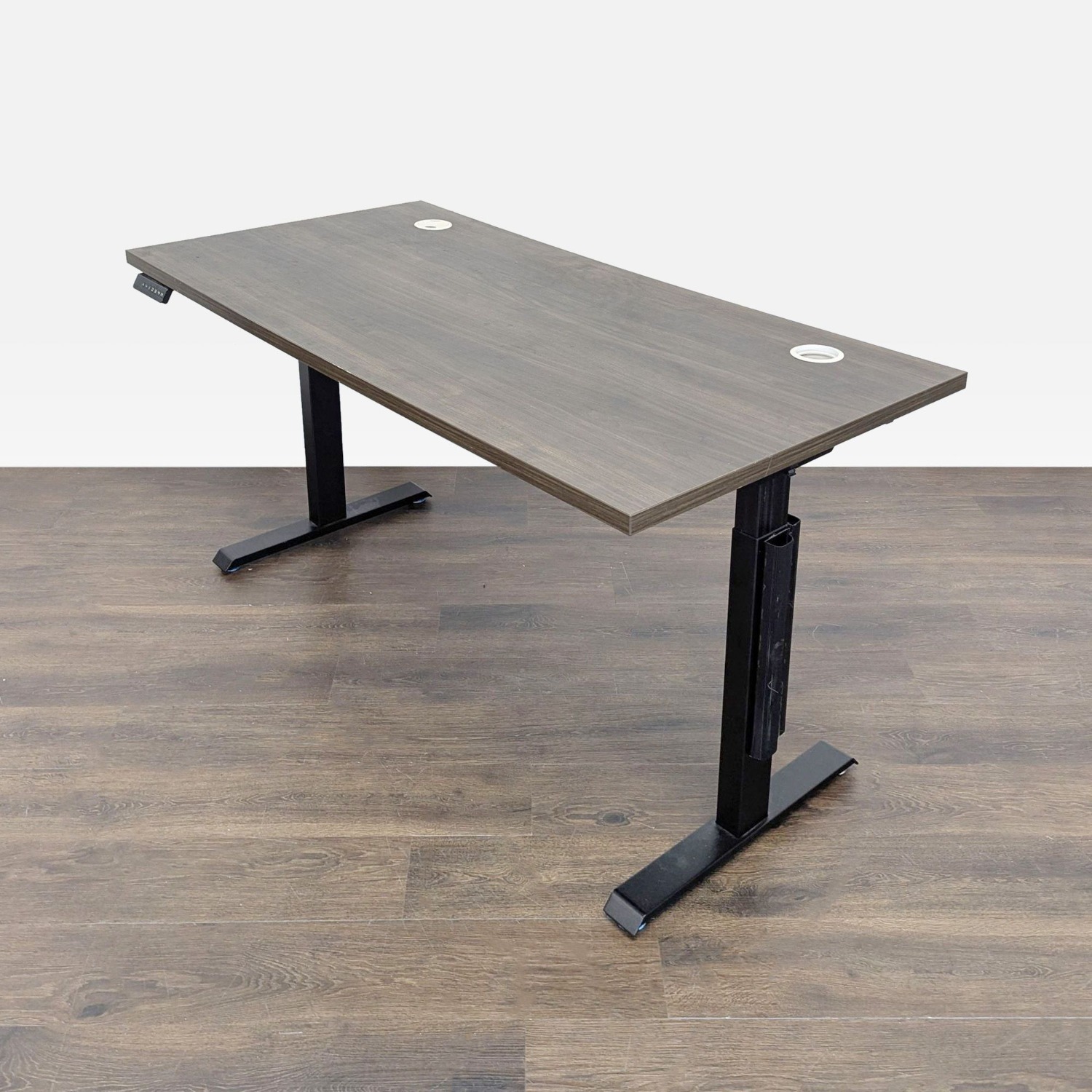 Electric Adjustable Standing Desk with Modern Wood - image-7