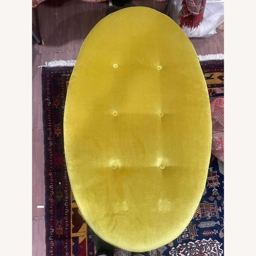 Used Ballard Design Button Tufted Velvet Ottoman for sale on AptDeco