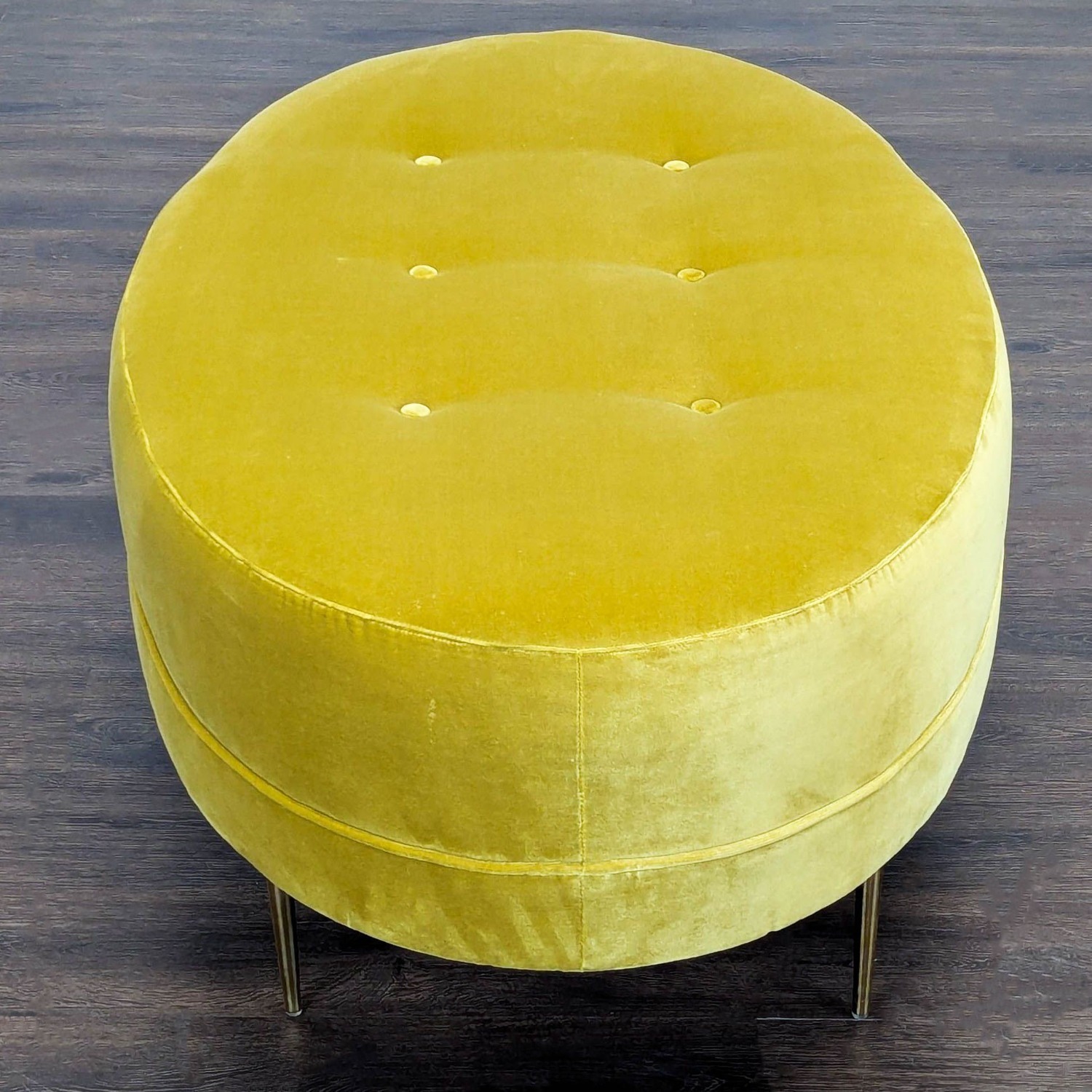 Ballard Design Button Tufted Velvet Ottoman - image-4