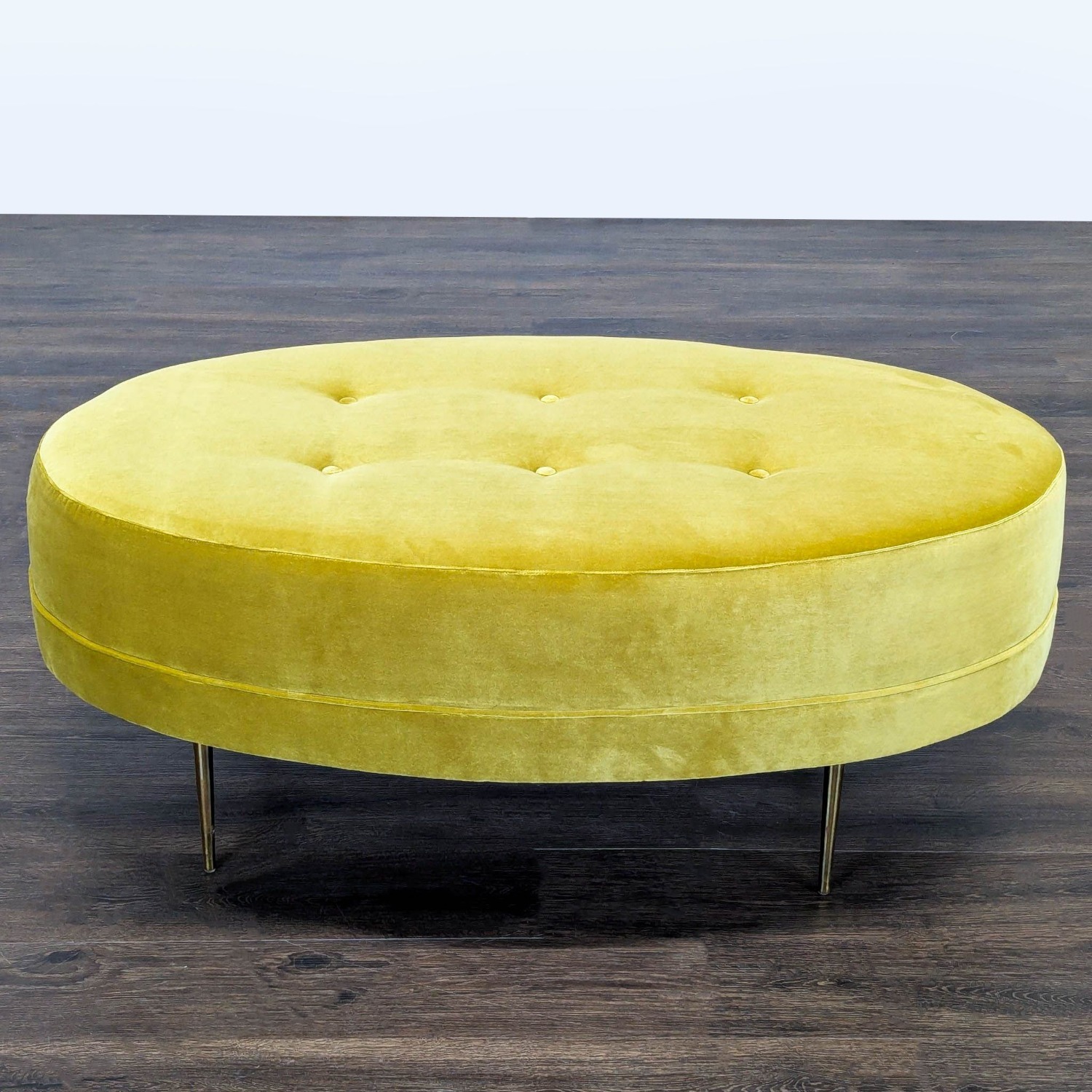 Ballard Design Button Tufted Velvet Ottoman - image-2